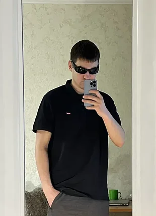 (xl) levis черная футболка поло чорна polo чорне