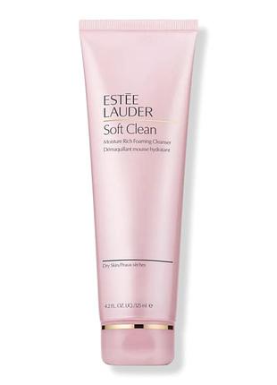 Ніжна пінка для вмивання estee lauder soft clean moisture rich foaming cleanser, 125 ml — для сухої шкіри