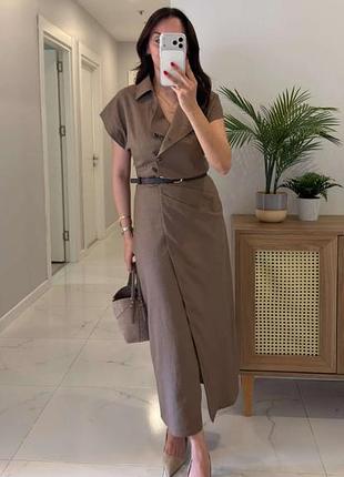 Летнее платье от бренда zara из льна.