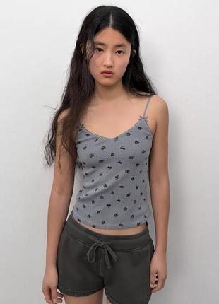 Ажурна майка на бретельках з квітами zara розмір с