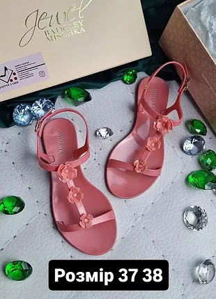 Badgley mischka оригінал рожеві силіконові сандалі з квітами