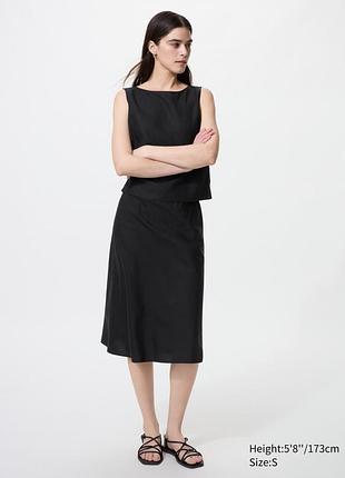 Вузька  міді спідниця  uniqlo  з лляної суміші