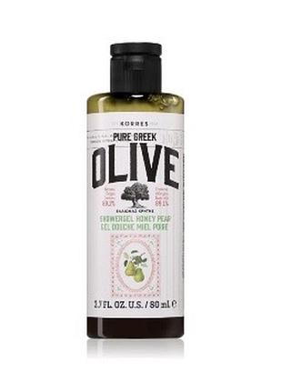 Korres pure greek olive & honey pear освежающий гель для душа 80мл