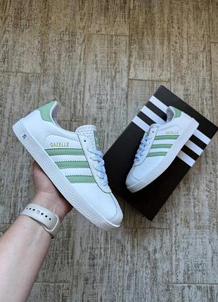 Кроссовки женские gazelle white &amp; green