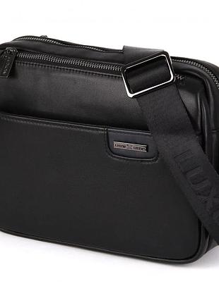 Борсетка сумка кожаная мужская через плечо luxon 17528 черная