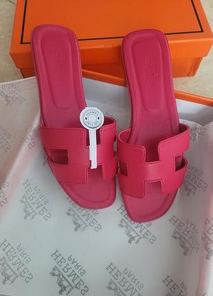 Шкіряні брендові шльопанці oran slippers pink
