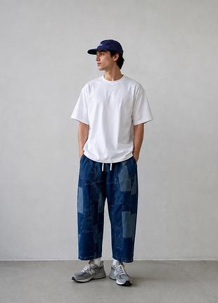 Japanese style patchwork baggy denim pants штани патчворк в японському стилі
