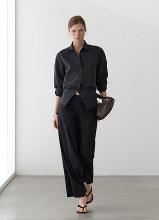 Жіноча сорочка графітного кольору з шовку шелковая рубашка massimo dutti