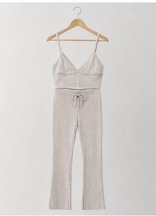 Трикотажний комплект h&m у рубчик (топ + штани)