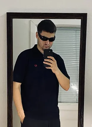 (м-l) fred perry футболка поло polo черная хлопковая vintage винтаж