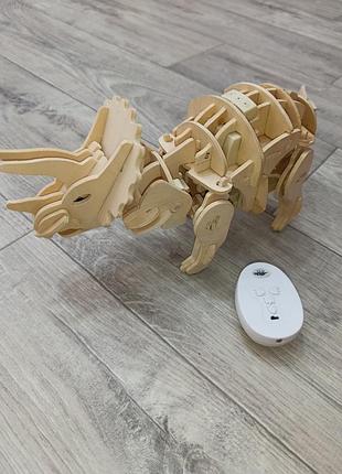 Интерактивный деревянный конструктор robotime трицератопс