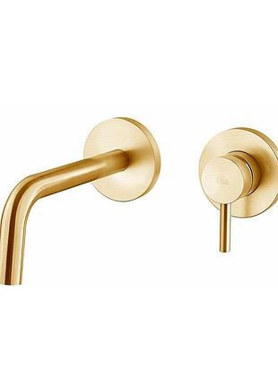 Смеситель для умывальника настенный paffoni light, излив 24.8 см, brushed honey gold (lig106hgsp70)