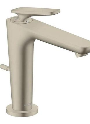 Смеситель для умывальника axor citterio c 125 coolstart с донным клапаном pop-up, brushed nickel (49030820)