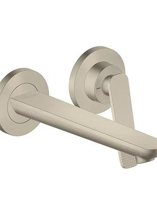 Смеситель для умывальника axor citterio c 195 cubic cut со стены, brushed nickel (49111820)