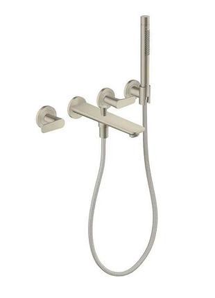 Змішувач для ванни axor citterio c 222 врізний, зі стіни на 3+1 отвори, brushed nickel (49480820)