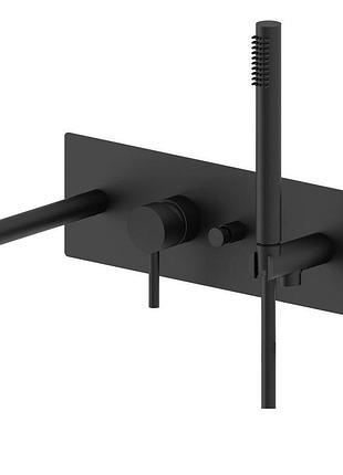 Смеситель для ванны paffoni light на 2 выхода, с нажимным переключателем, черный матовый (lig001no)