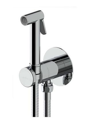 Гигиенический душ paffoni new bidet kit с запорным смесителем, сталь (zdup128st)