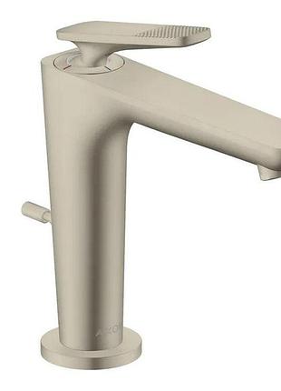 Смеситель для умывальника axor citterio c 125 cubic cut coolstart с дон.клап. pop-up, brushed nickel (49031820)