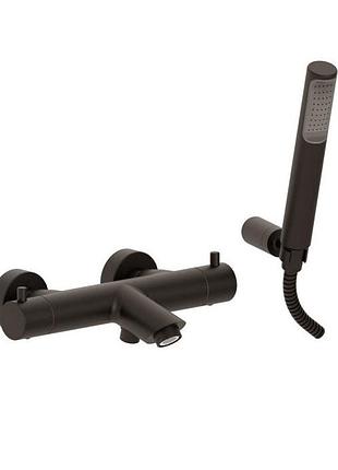 Смеситель для ванны/душа с термостатом paffoni light, brushed black nickel (liq023nknsp)
