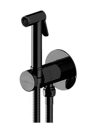 Гигиенический душ paffoni bidet kit с запорным смесителем, черный матовый (zdup128no)