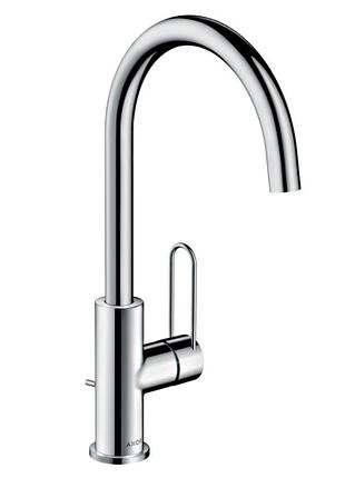 Смеситель для умывальника axor uno 240 с ручкой loop и донным клапаном, хром (38036000)