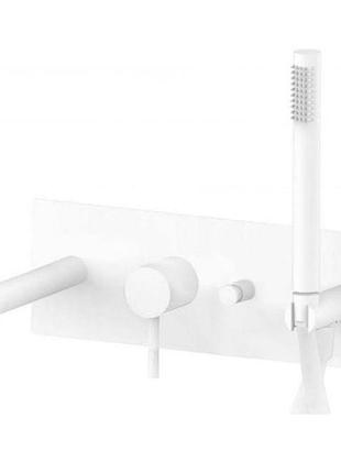 Смеситель для ванны paffoni light с душевым гарнитуром, bianco opaco (lig001bo)