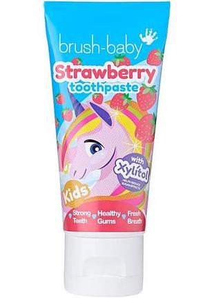 Brush-baby – натуральна дитяча зубна паста зі смаком полуниці, для дітей від 3 років – з ксилітом та фтором