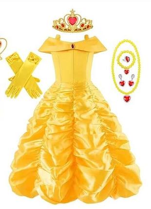 Карнавальное платье белль красавица и чудовище с аксессуарами 5-6 лет