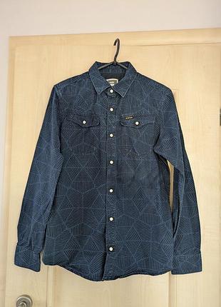 Рубашка g-star raw в геометрический принт (100% плотный хлопок), размер m