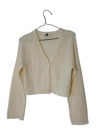 Бежевий вʼязаний кардиган в рубчик h&amp;m