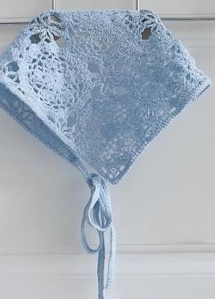 Косынка кроше голубая