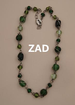 Бусы чокер металлическая оплетка художественное стекло zad ручная работа