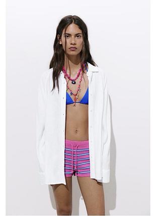 Біла лляна сорочка pull&bear