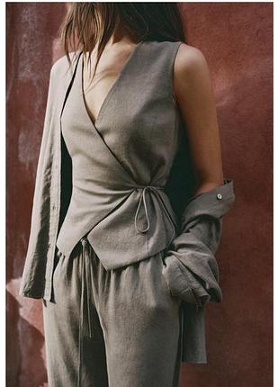 Лляна жилетка жилет льон pull bear