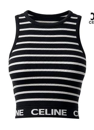 Жіноча майка топ celine розмір xs коротка в смужку селен жіночий кроп короткий цілений у рубчик а1