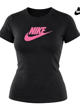 Оригинальная женская котоновая футболка nike размер xs s черная базовая найк спортивная pro хлопковая чёрная а1