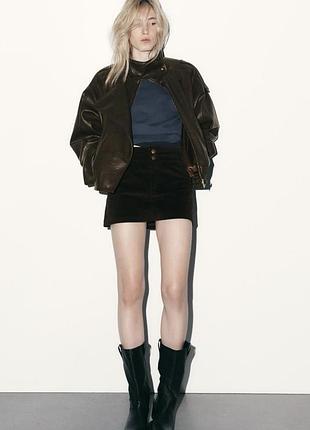 Нова вельветова міні спідниця zara, темно коричнева міні спідниця вельветова zara m