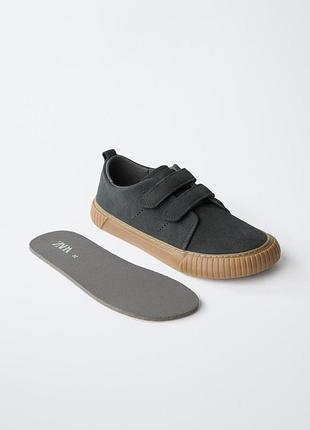 Анатомічні шкіряні кросівки barefoot замшеві кеди zara хлопчику на липучках 37