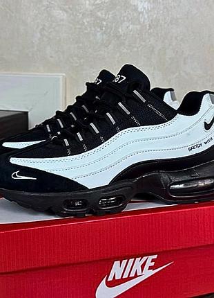 Кроссовки мужские nike air max 95 черные, демисезонные кроссовки найк аир макс серыми вставками вьетнам