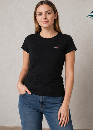 Оригінальна темно-синя футболка hollister california 100% бавовна xs s з вишитим логотипом
