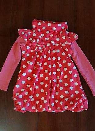 Милое трикотажное платье-туника в горошек - erva kids (4-5 лет / 104–110 см)