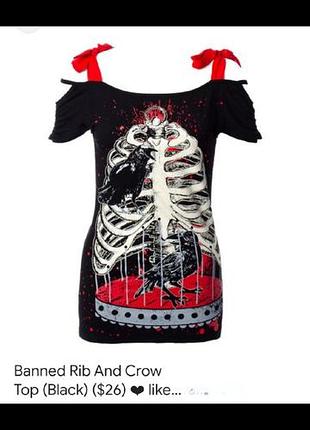 Готична футболка banned apparel "bird in skeleton caje " розмір м.