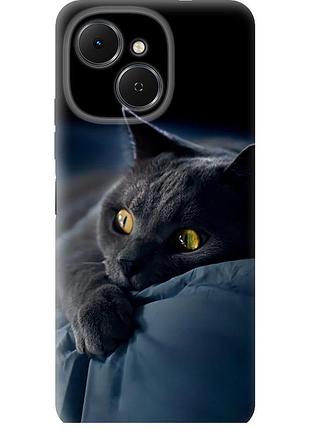 Чехол силиконовый на телефон tecno spark 40c дымчатый кот "825u-4127-58250"