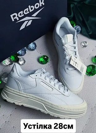 Reebok оригінал білі шкіряні кросівки на платформі модель club c double geo