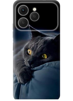 Чехол силиконовый на телефон tecno spark 40 4g дымчатый кот "825u-4116-58250"