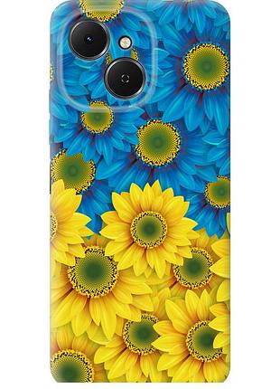 Чехол силиконовый патриотический на телефон tecno spark 40c жёлто-голубые цветы "1048u-4127-58250"