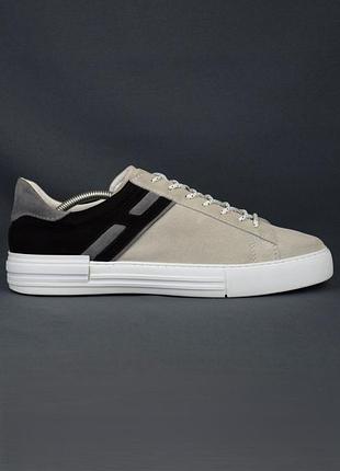Hogan rebel low-top кросівки кеди чоловічі шкіряні замшеві повсякденні спортивні сірі чорні оригінал 44 р/29 см tod's santoni zegna golden goose