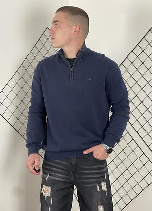 Темно синій джемпер пів замок tommy hilfiger 1/3 zip