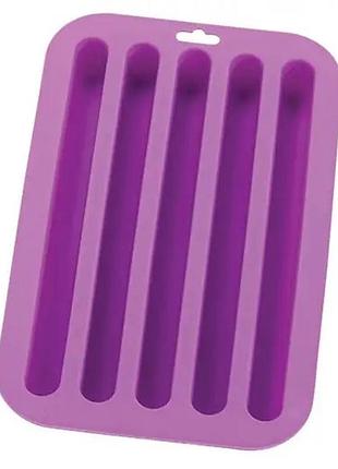 Силіконова форма для льоду hic water bottle ice cube tray, 5 довгих комірок, фіолетова