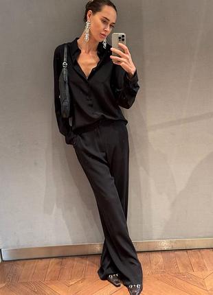 Черная рубашка и брюки zara